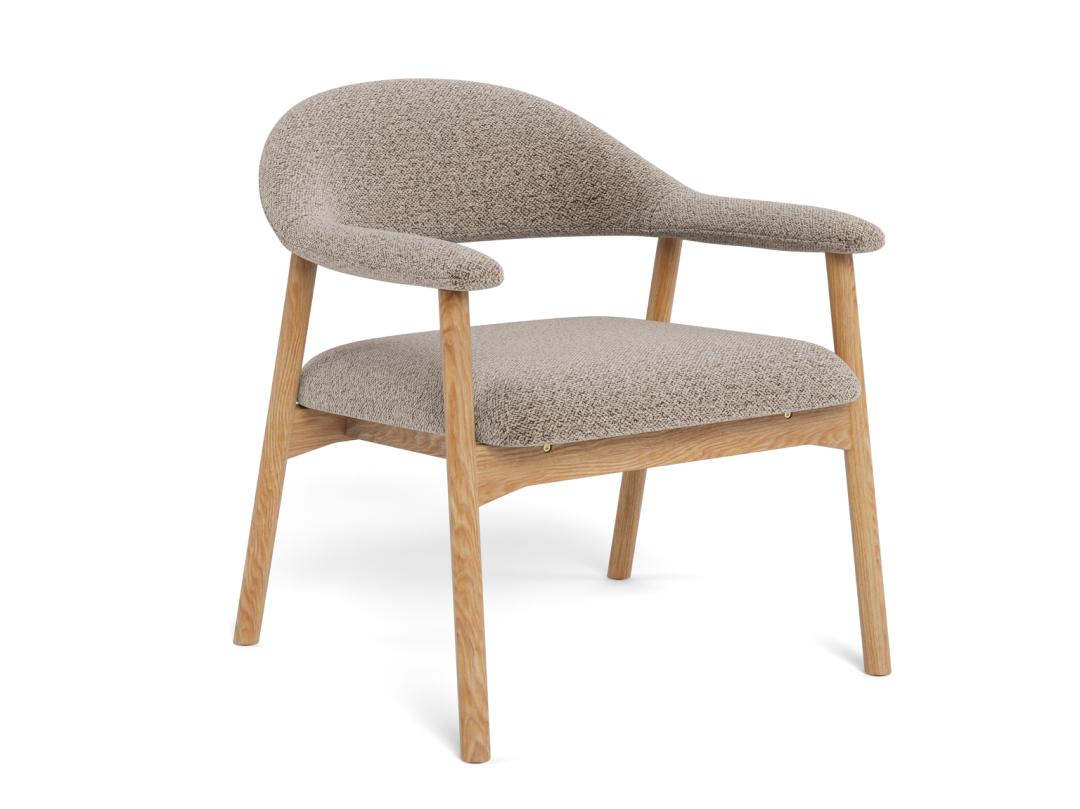 Fauteuil Gerado Eikenhout en Bouclé, kleur Beige