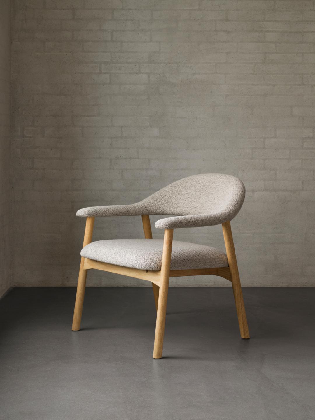 Fauteuil Gerado Eikenhout en Bouclé, kleur Beige