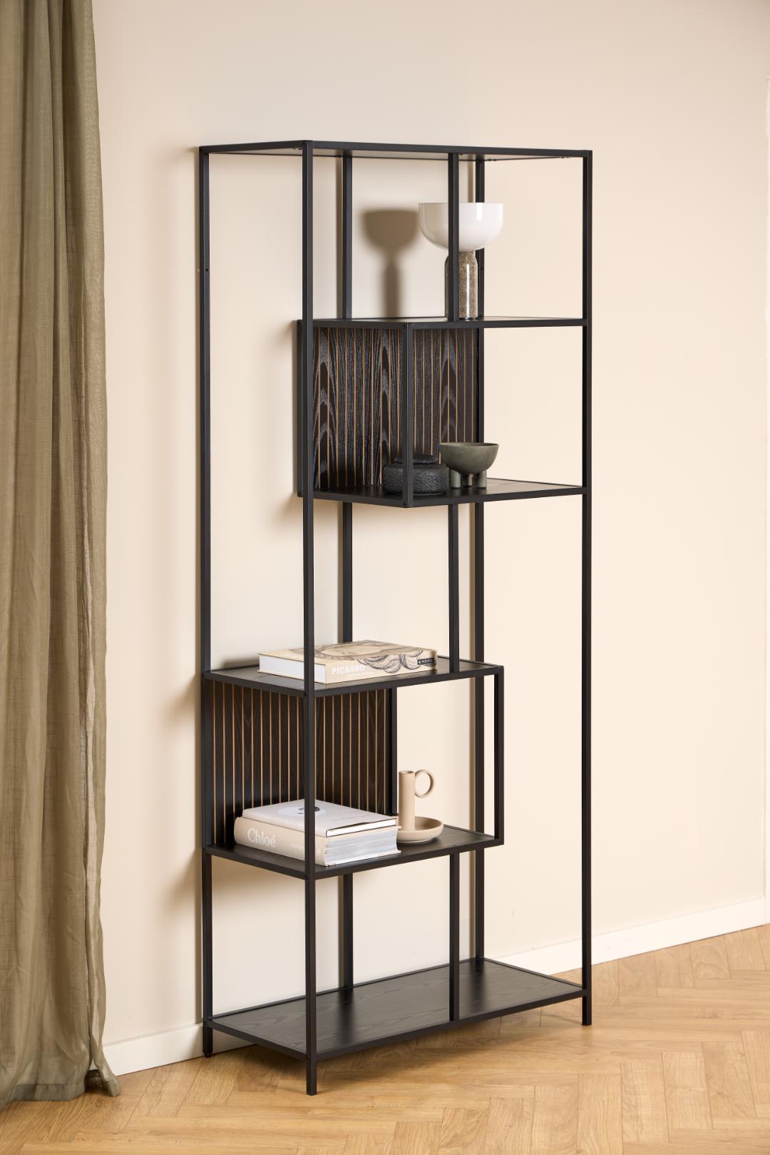 Industriële Boekenkast Zwart – 5 Planken