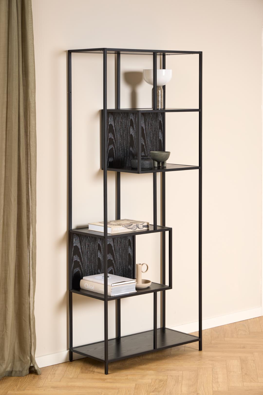 Industriële Boekenkast Zwart – 5 Planken