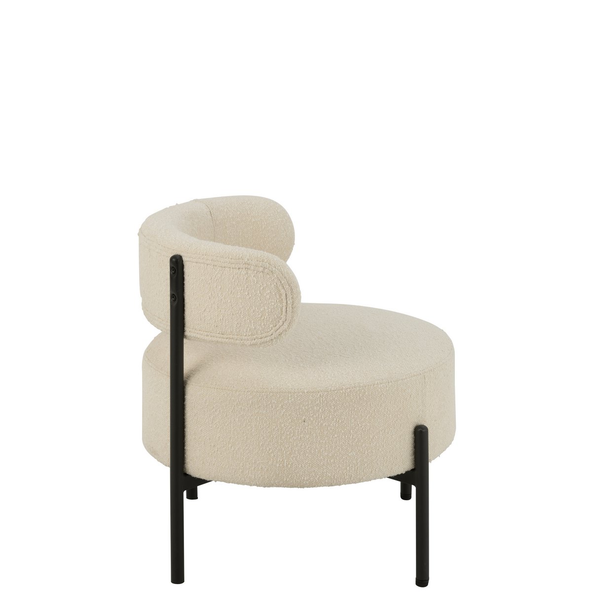 J-Line Loungestoel Boucle Multiplex/Polyester Wit/Zwart
