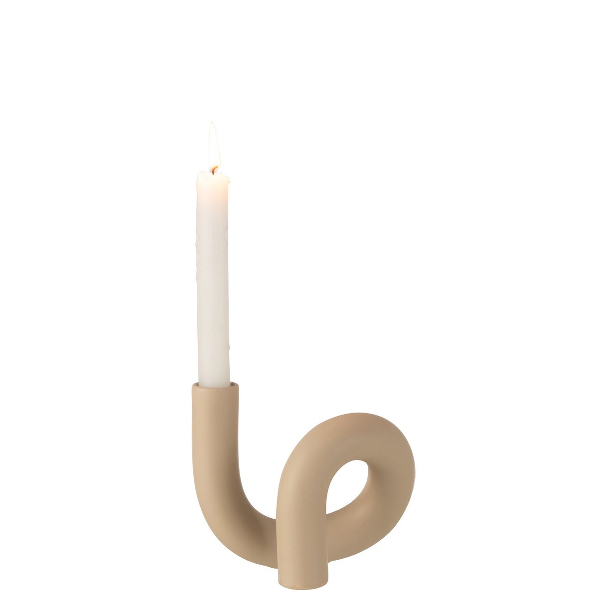 J-Line kaarsenhouder Torsie - keramiek - beige - valentijn decoratie