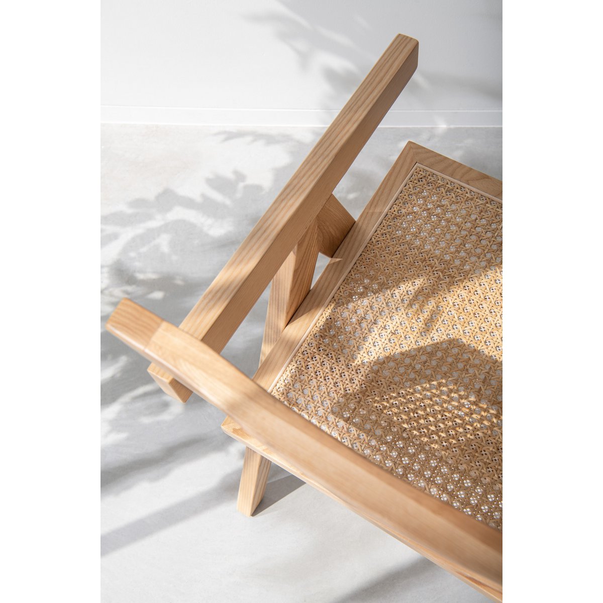 J-Line Stoel Rooster Essenhout/Rattan Naturel