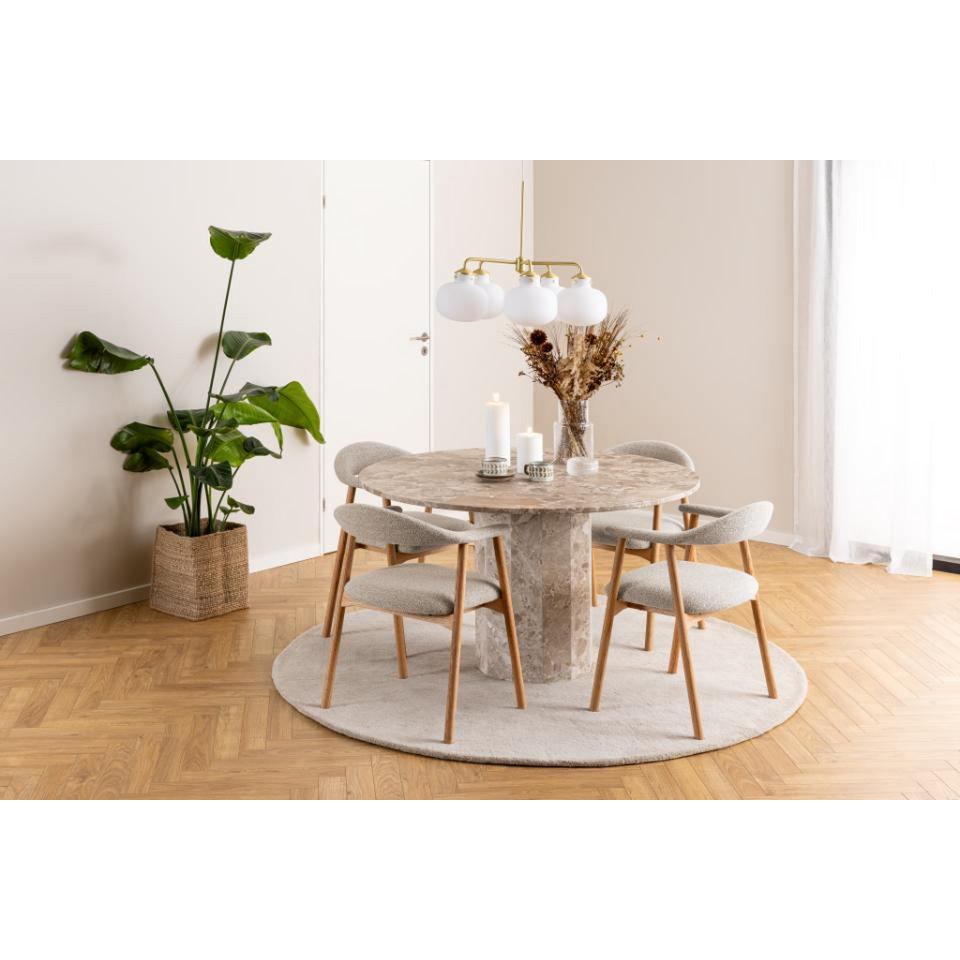 HSM Collection-Ronde Eettafel Sofia-ø130x75-Wit-Travertine