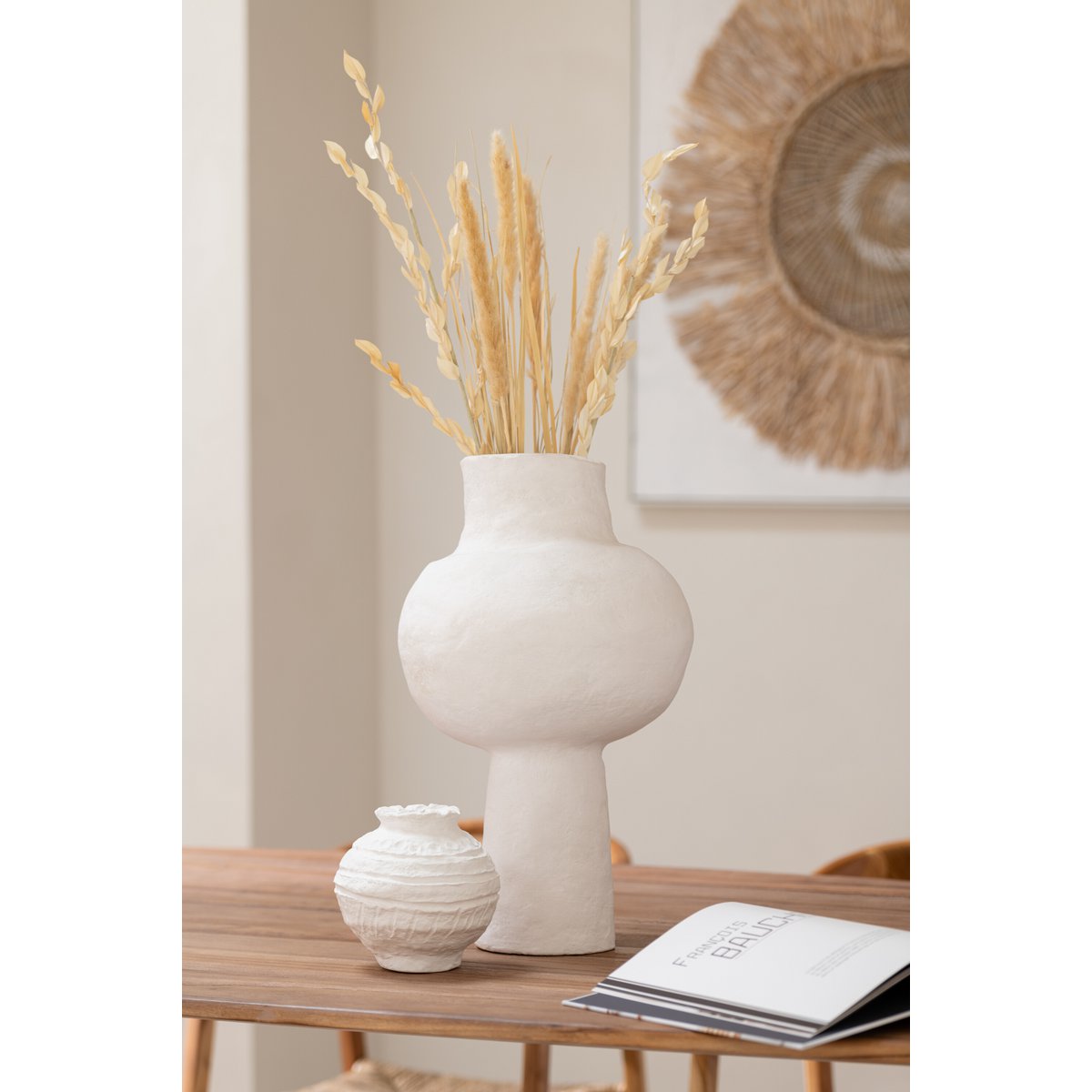 J-Line Pot Origineel Papier-maché Wit