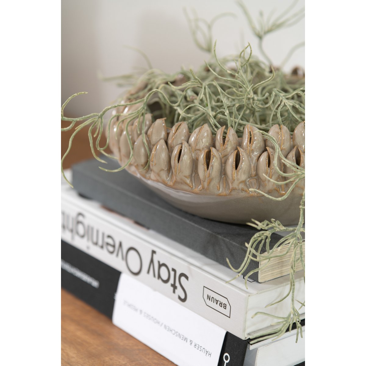 J-Line schaal Ibiza - keramiek - grijs - large - Ø 36.50 cm