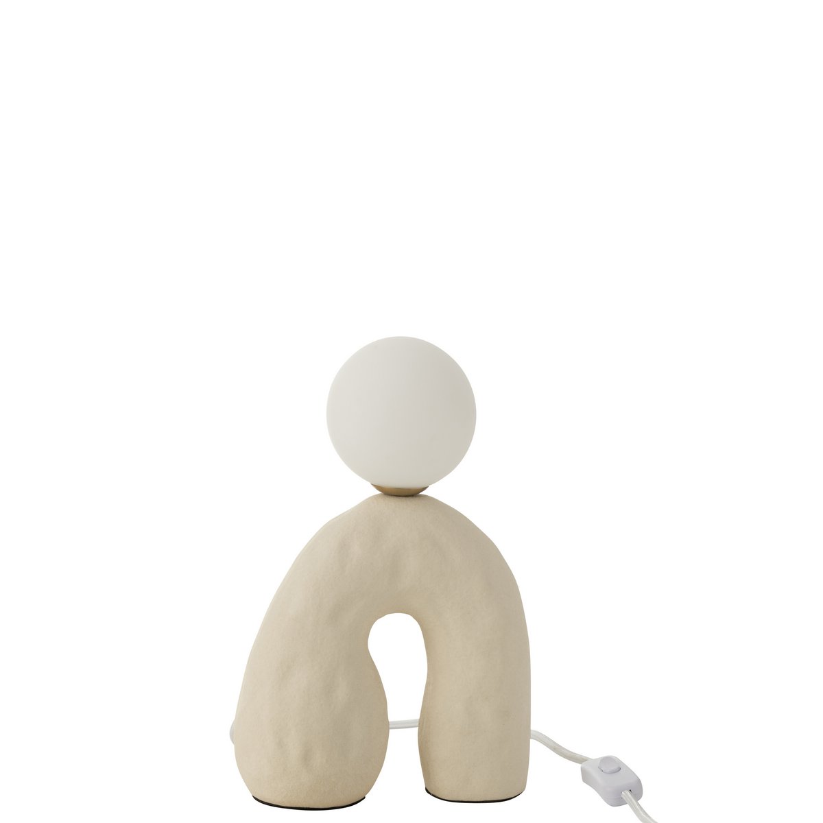 J-Line Tafel Lamp Boog Glas Globe Aardewerk Beige