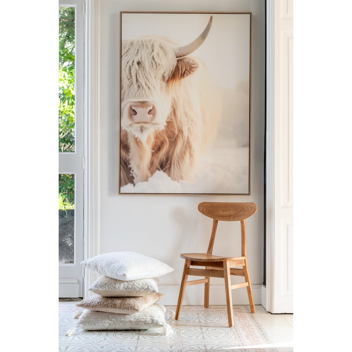 J-Line kussen Miami Outdoor - polyester - naturel/vit