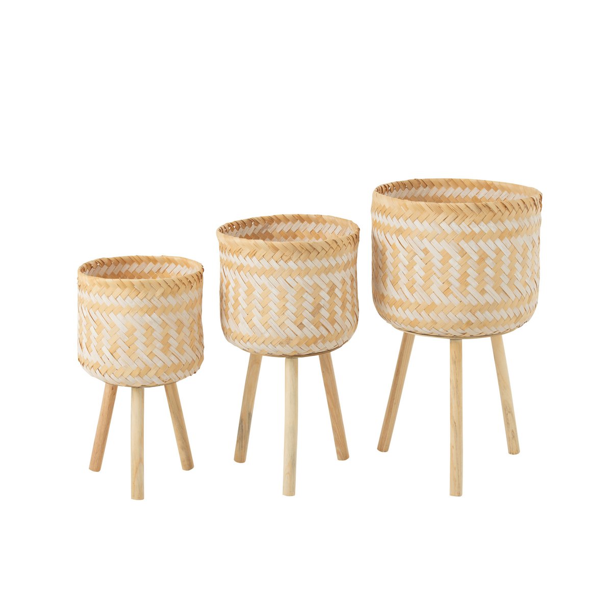J-Line Set Van 3 Mand Patronen 3 Poten Bamboe Naturel/Wit