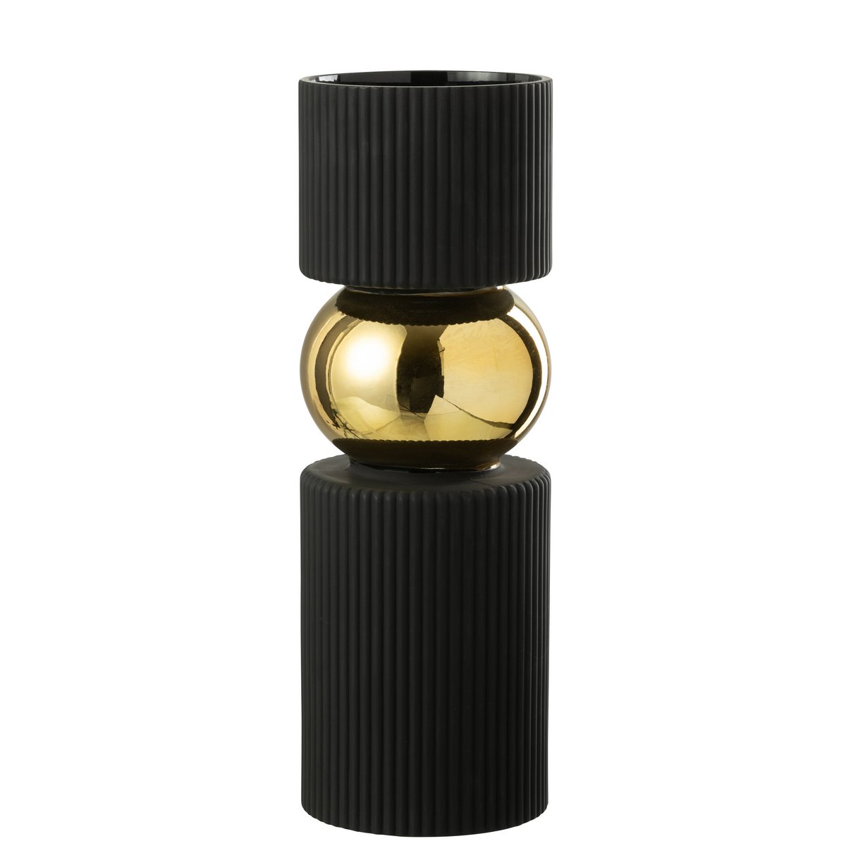 J-Line Vaas/Kaarshouder Snoep Glas Zwart/Goud Large