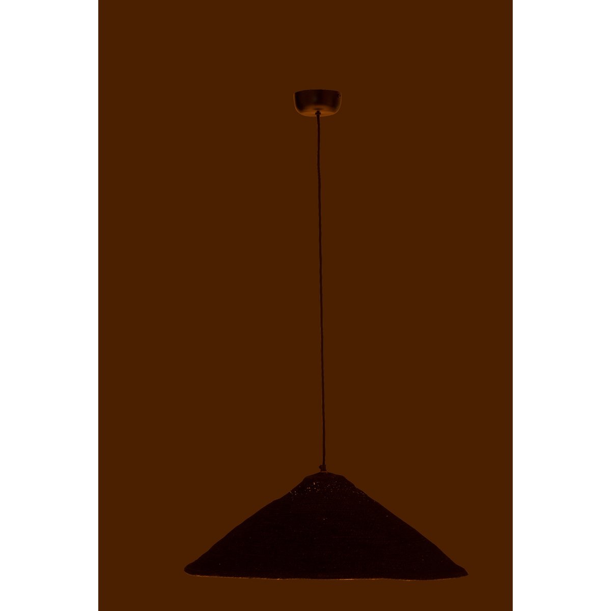 J-Line Hangende Lamp Hoed Moonj - jute - zwart - small