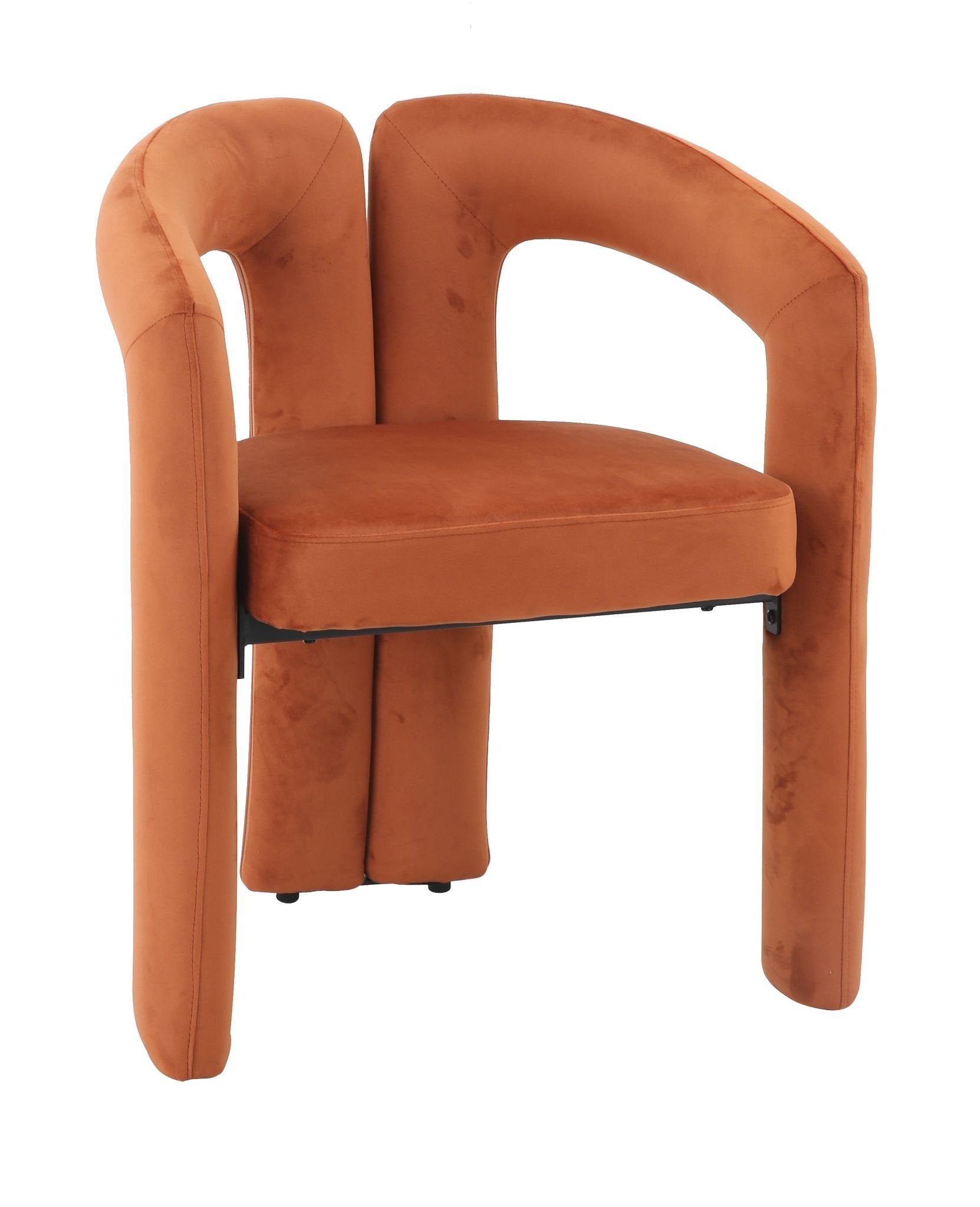 Oranje eetkamerstoel met armleuning Niru - Terracotta velvet eetkamerstoel