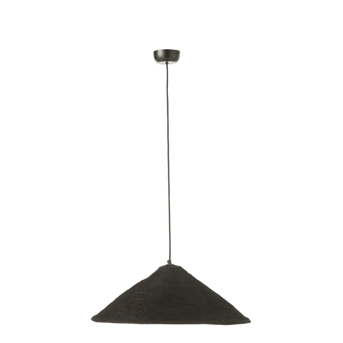 J-Line Hangende Lamp Hoed Moonj - jute - zwart - small