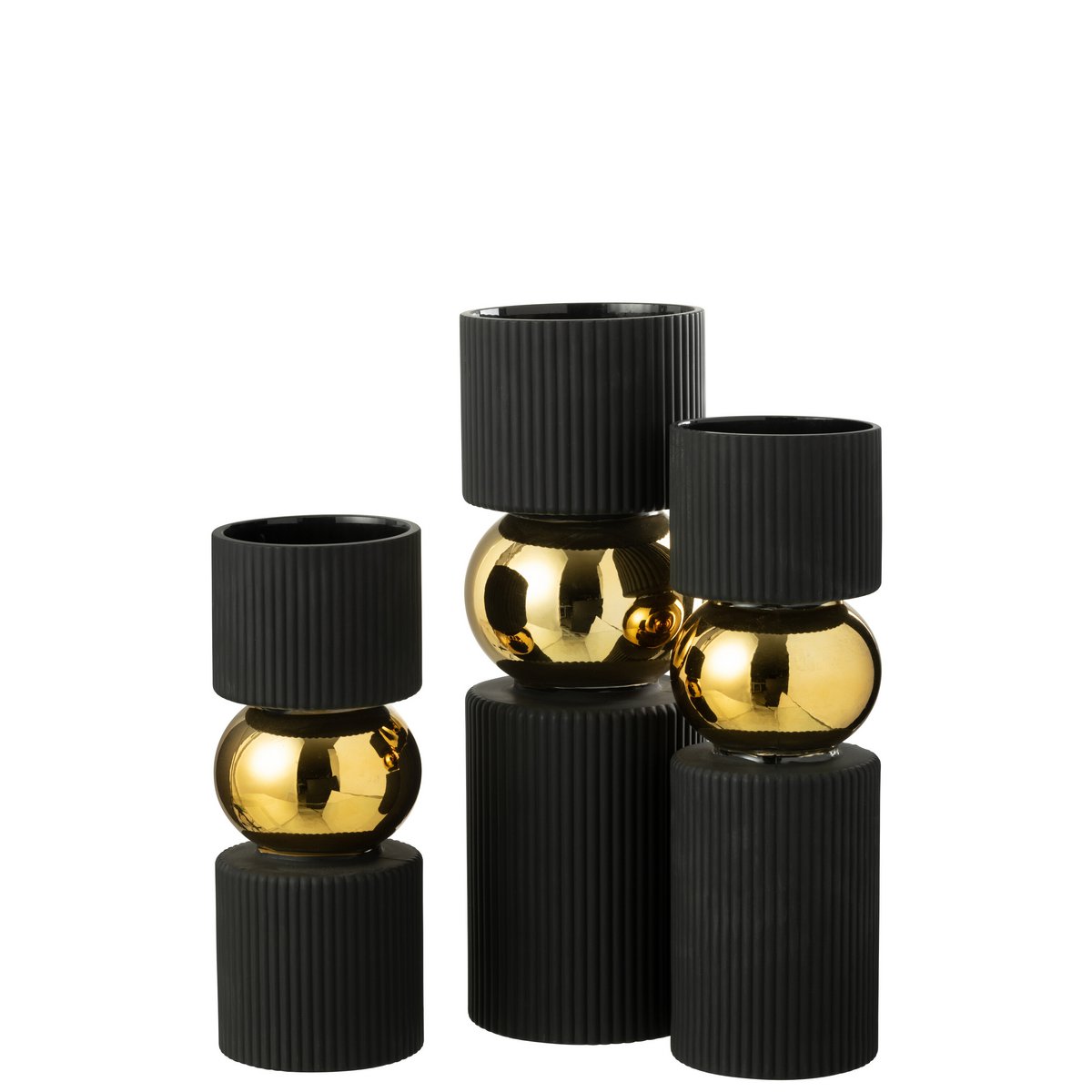 J-Line Vaas/Kaarshouder Snoep Glas Zwart/Goud Large