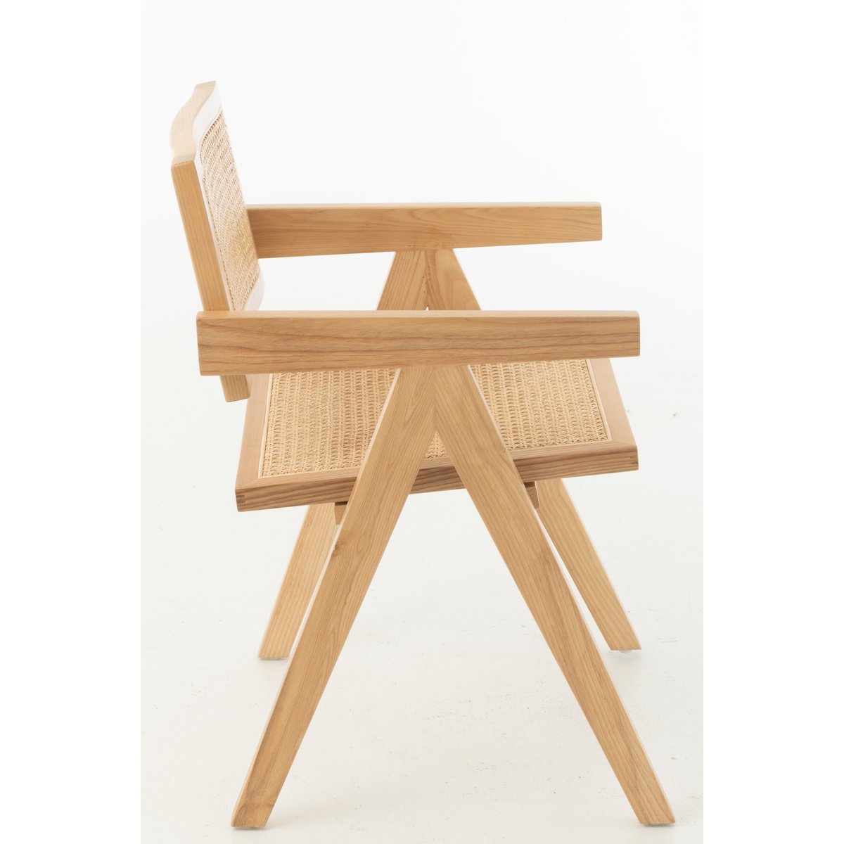 J-Line Stoel Rooster Essenhout/Rattan Naturel