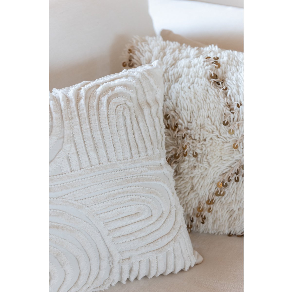 J-Line kussen Boog Vierkant - polyester - wit