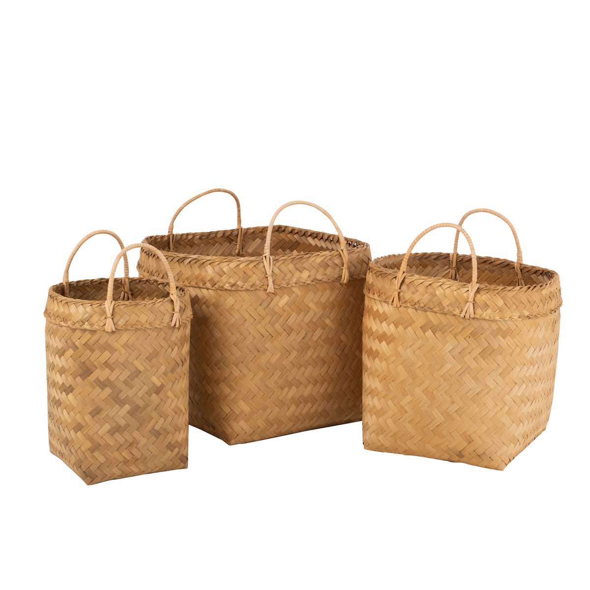 J-Line mand Vierkant - rotan - naturel - set van 3