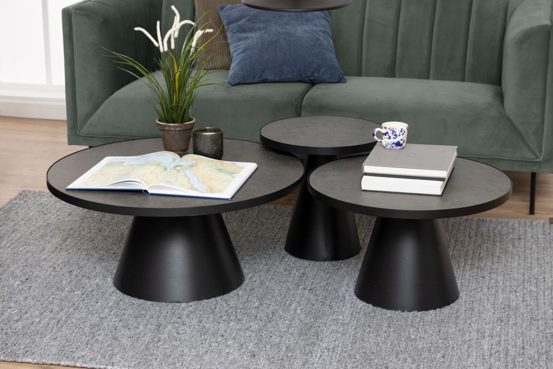 Ronde Salontafel Solie – Zwart Keramiek Ø66 cm