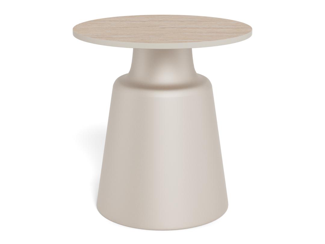 Ronde Bijzettafel Waleed Keramiek in travertinlook, 45cm, kleur Beige