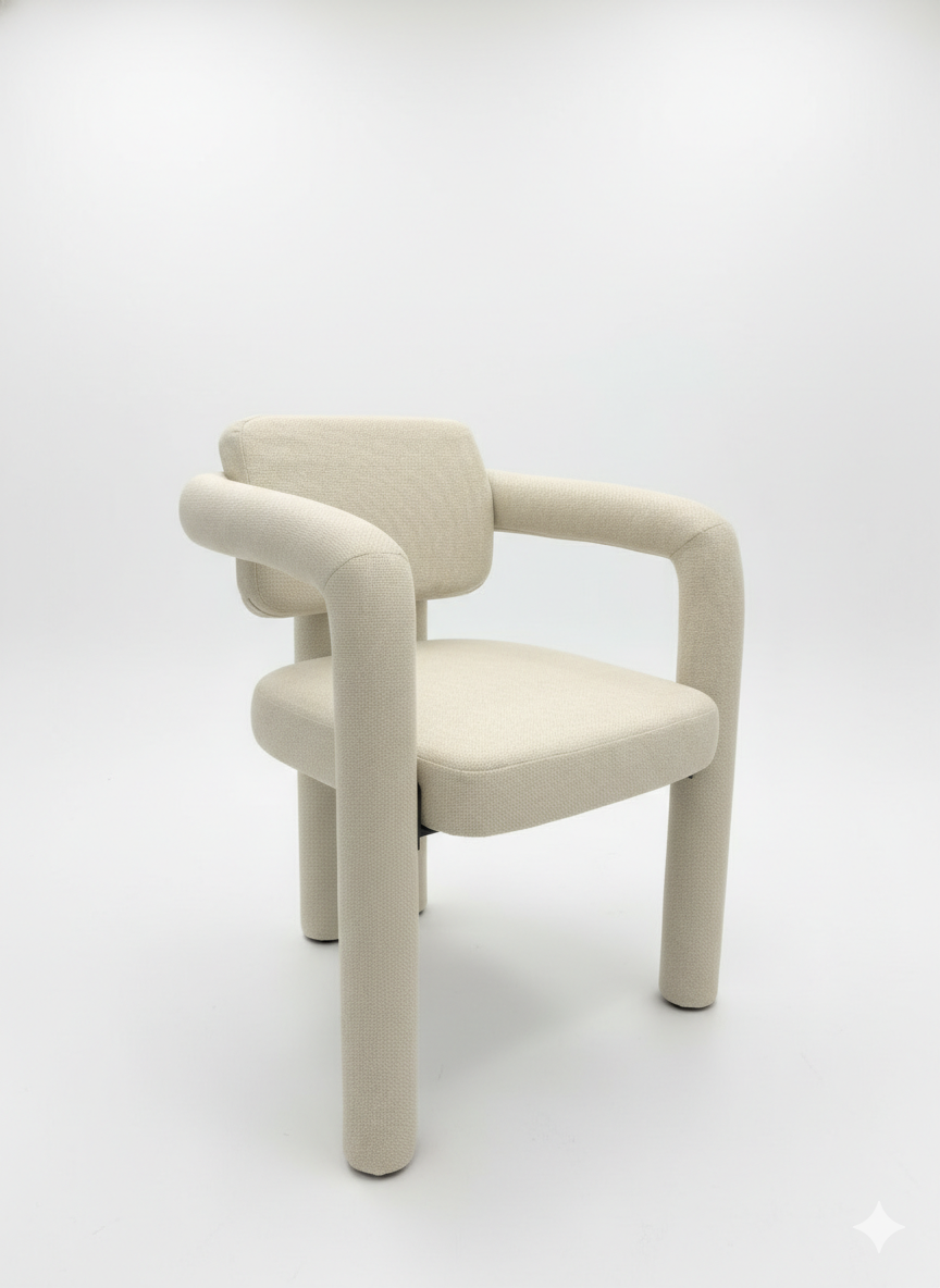 Nura Bouclé Dining Chair – Soft Cream