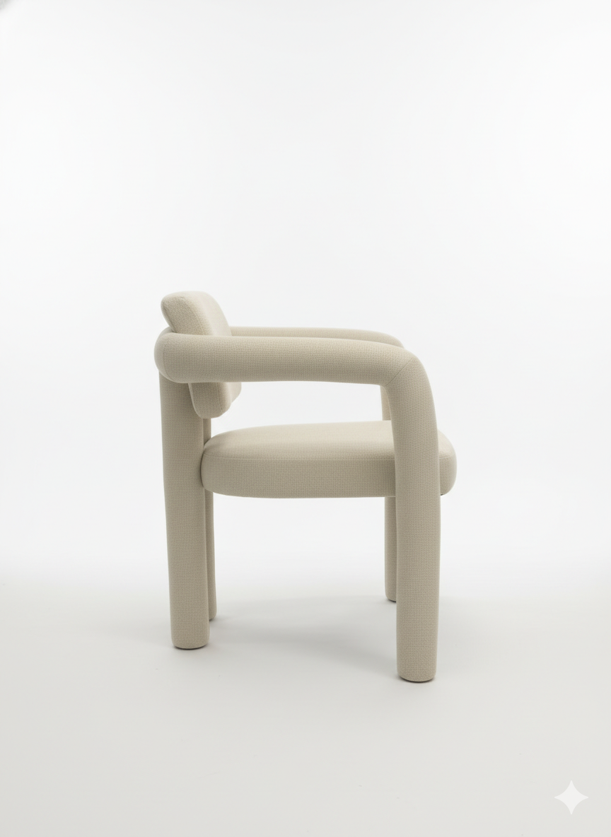 Nura Bouclé Dining Chair – Soft Cream