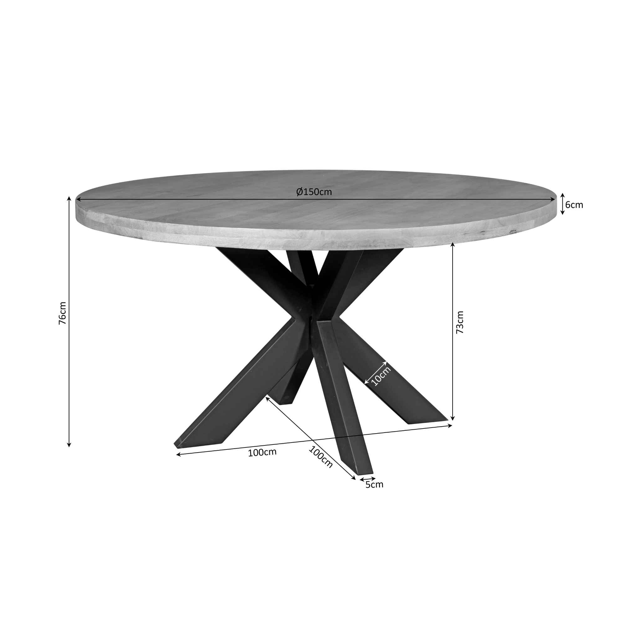 Eetkamertafel Denver | Rond | Mangohout | 150 cm