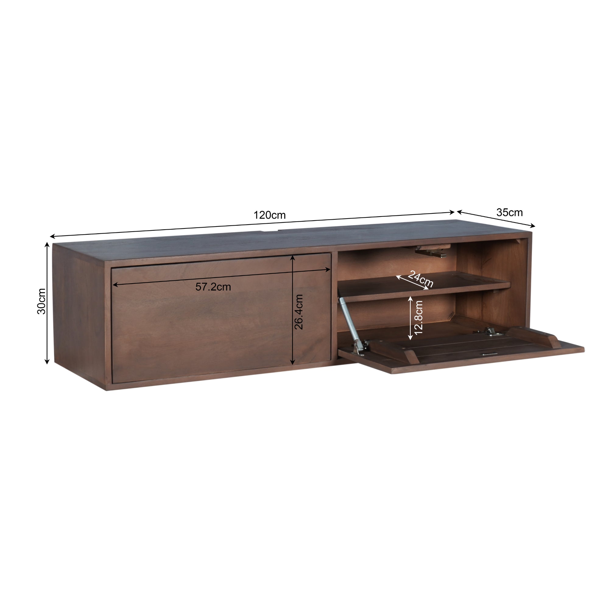 Zwevend tv meubel Vision Walnut | 120 cm