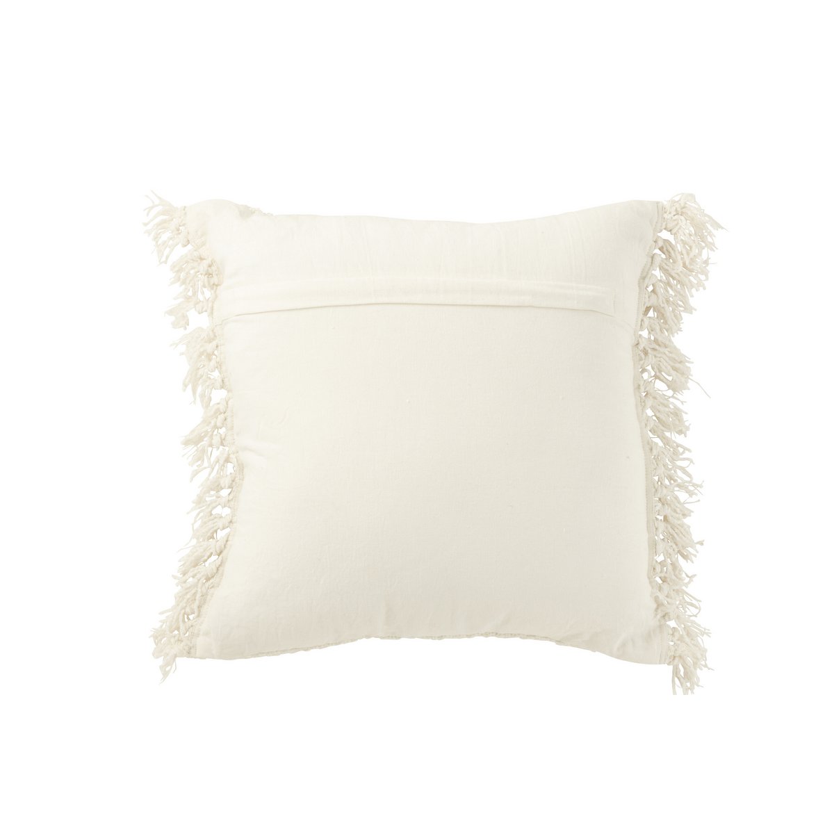 J-Line Kussen Gewoven+Franjes Viscose/Katoen Wit