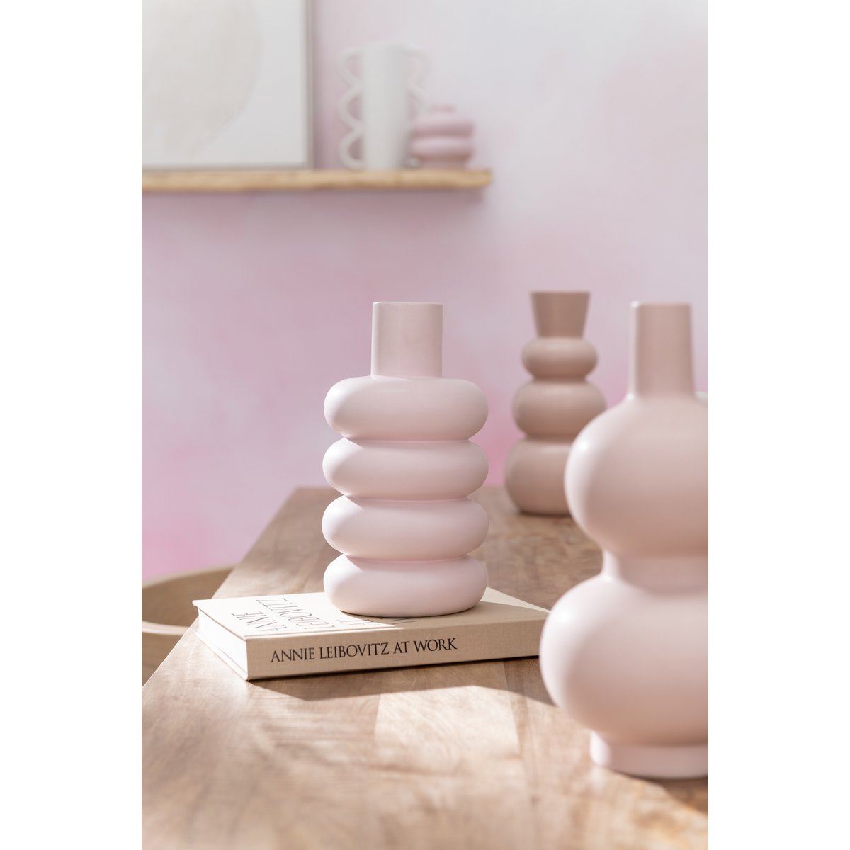 J-Line vaas Alfa Dolomiet - keramiek - roze