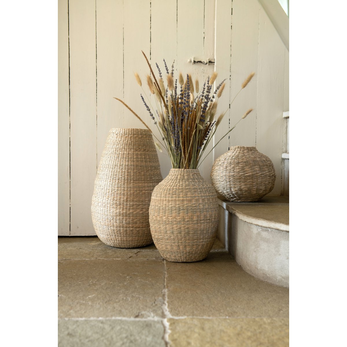 J-Line vaas Large Decoratief - zeegras/bamboe - naturel - 46 cm hoog