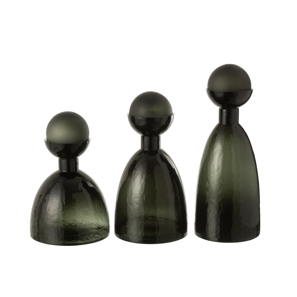 J-Line Vaas Fles+Dop Adria Glas Donkergroen Large