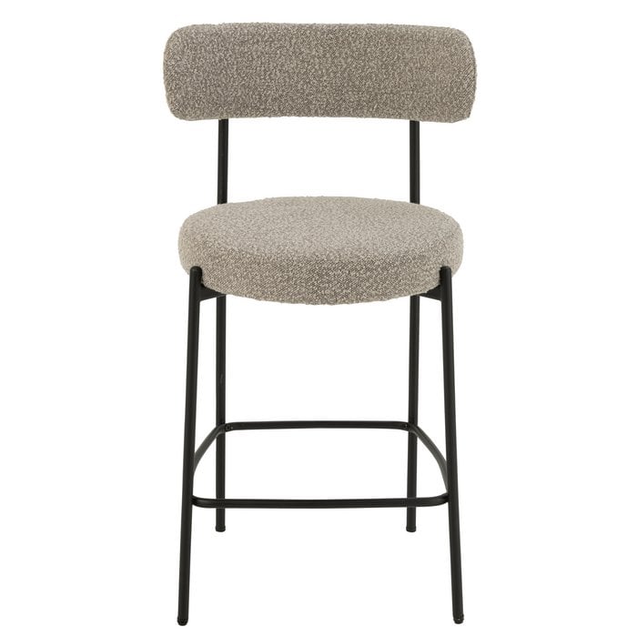 J-Line barstoel Bouclé - multiplex/polyester - grijs/zwart