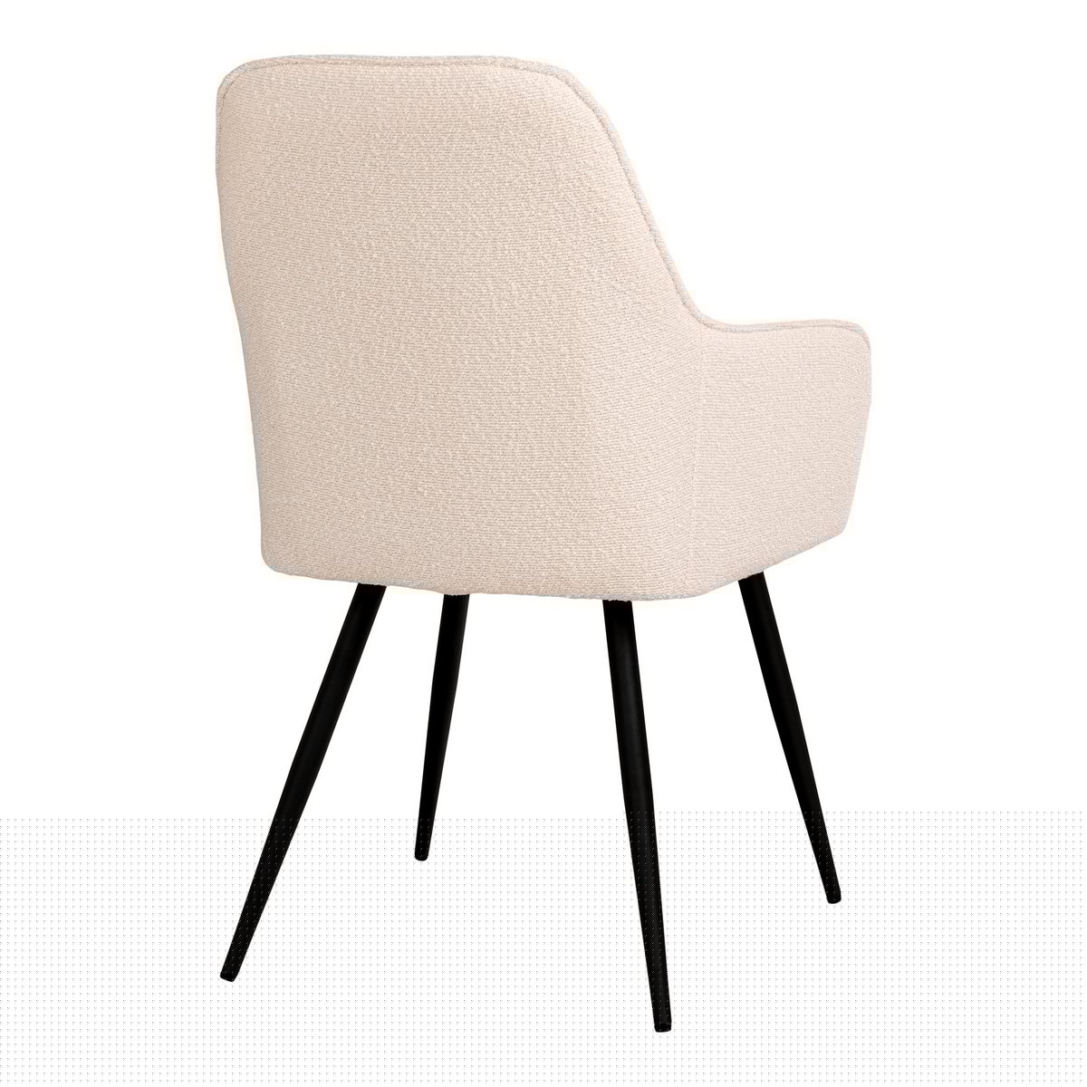 Harbo Dining Chair - Eetkamerstoel in bouclé, wit met zwarte poten - set van 2