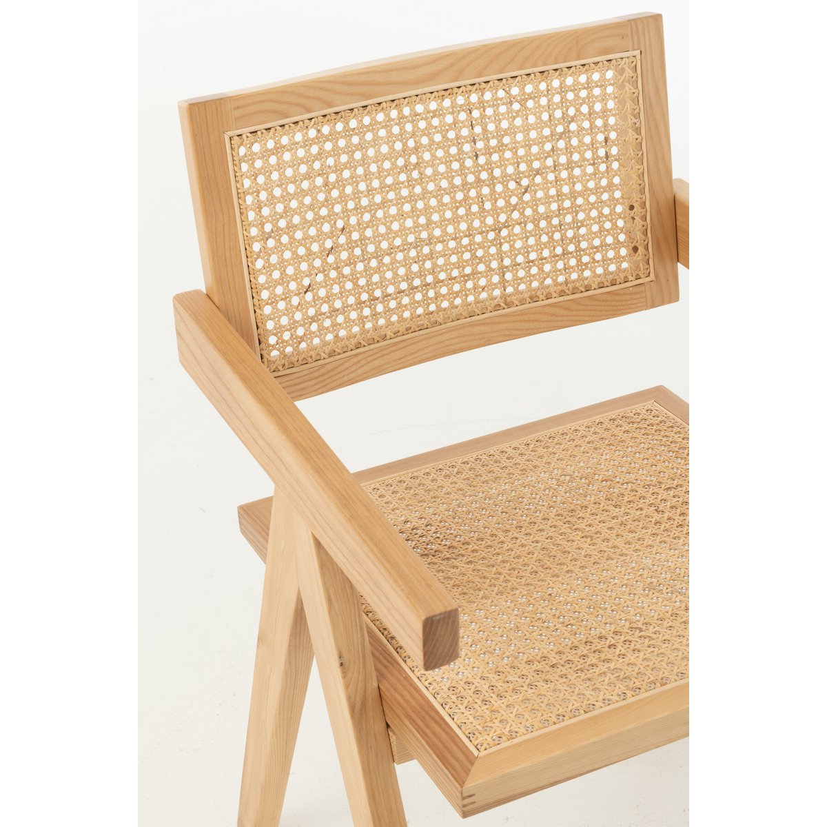 J-Line Stoel Rooster Essenhout/Rattan Naturel