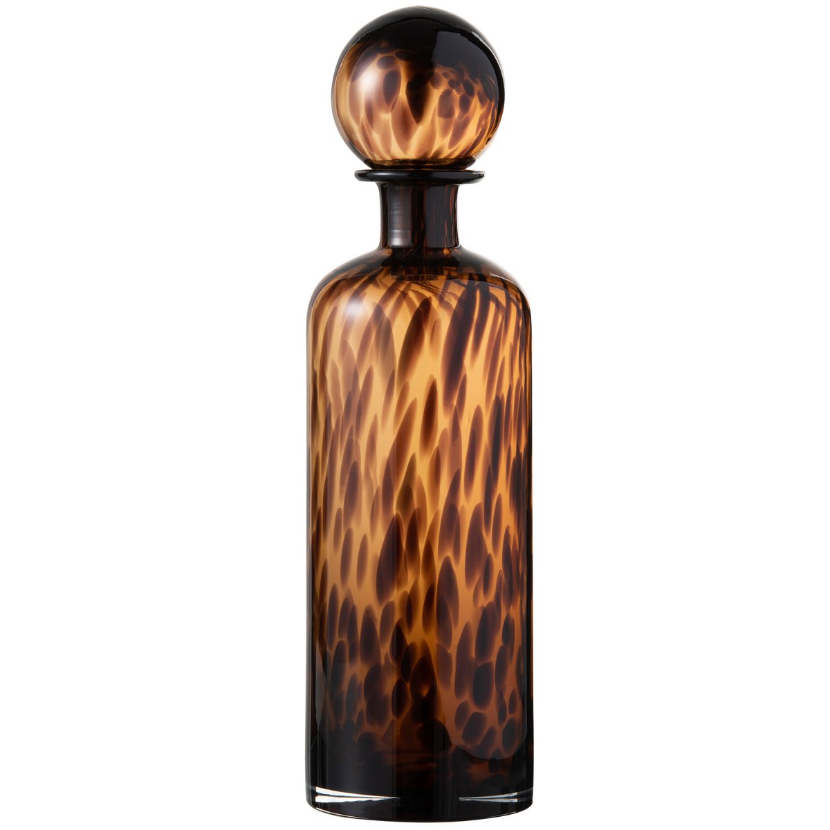 J-Line decoratie fles + stop Spikkel - glas - bruin/zwart - large