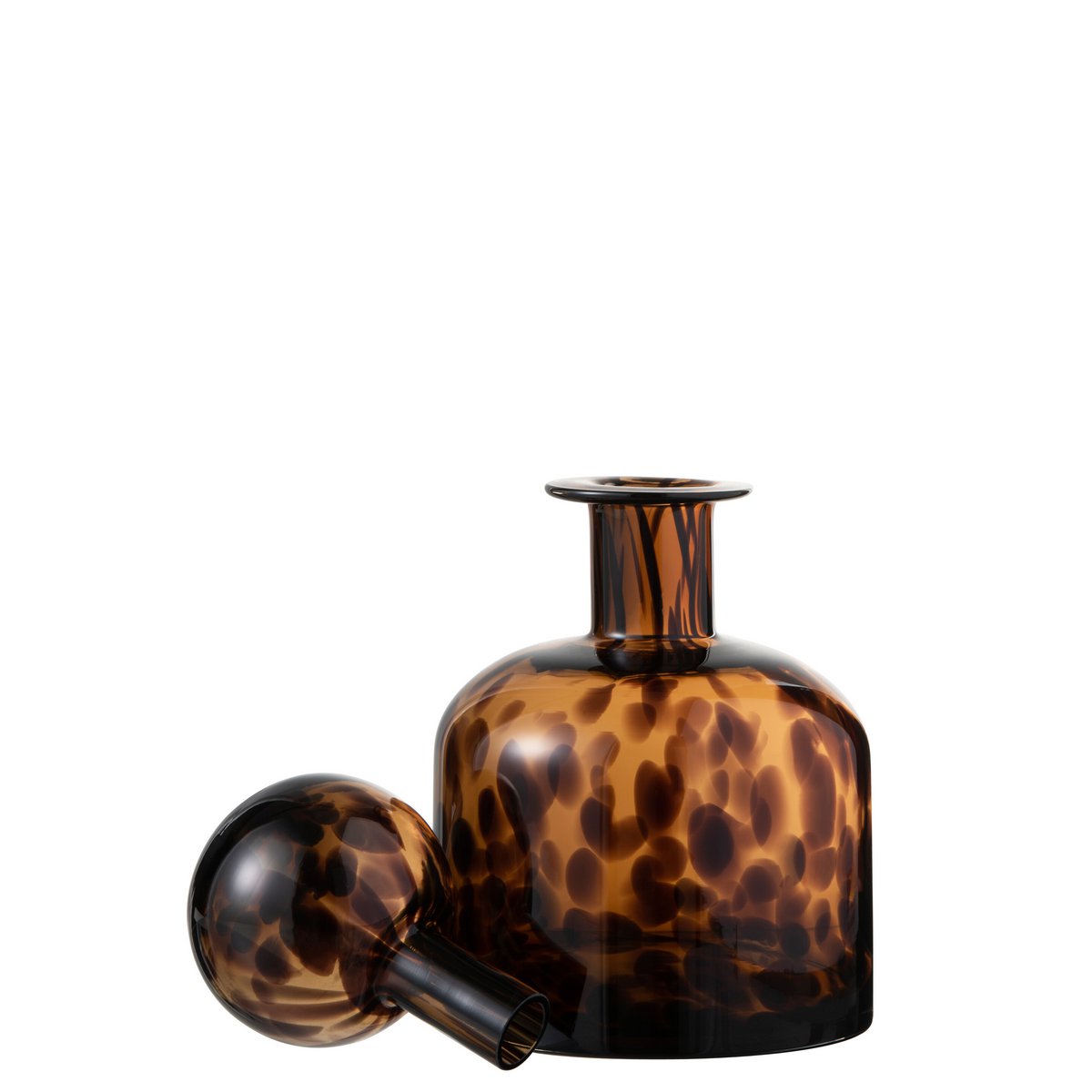 J-Line decoratie Fles + Stop Spikkel - glas - bruin/zwart - small