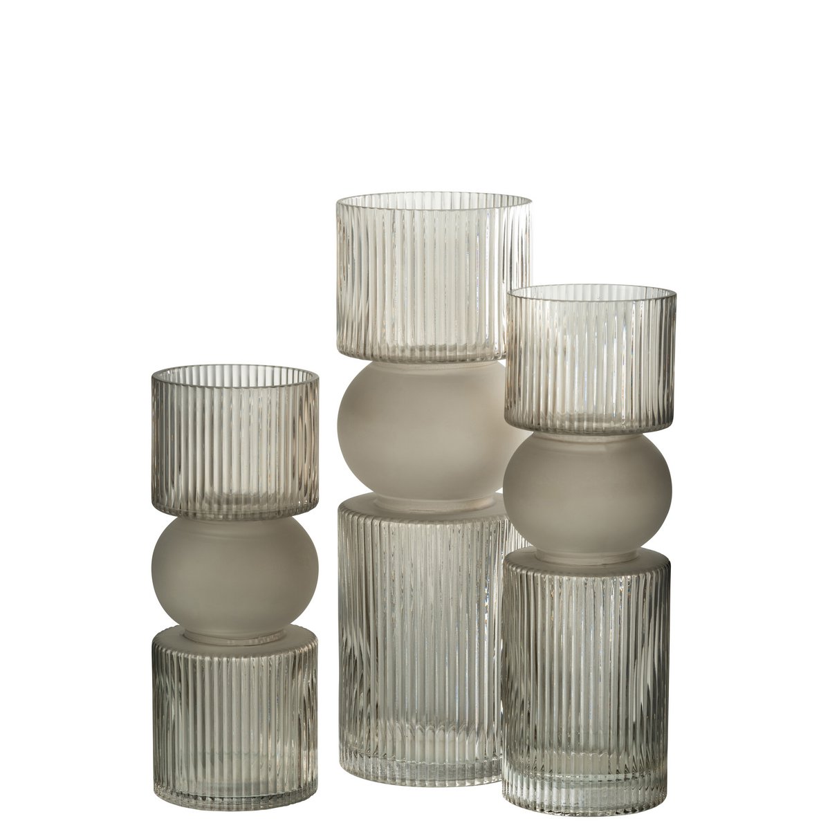 J-Line Vaas/Kaarshouder Snoep Glas Grijs Large