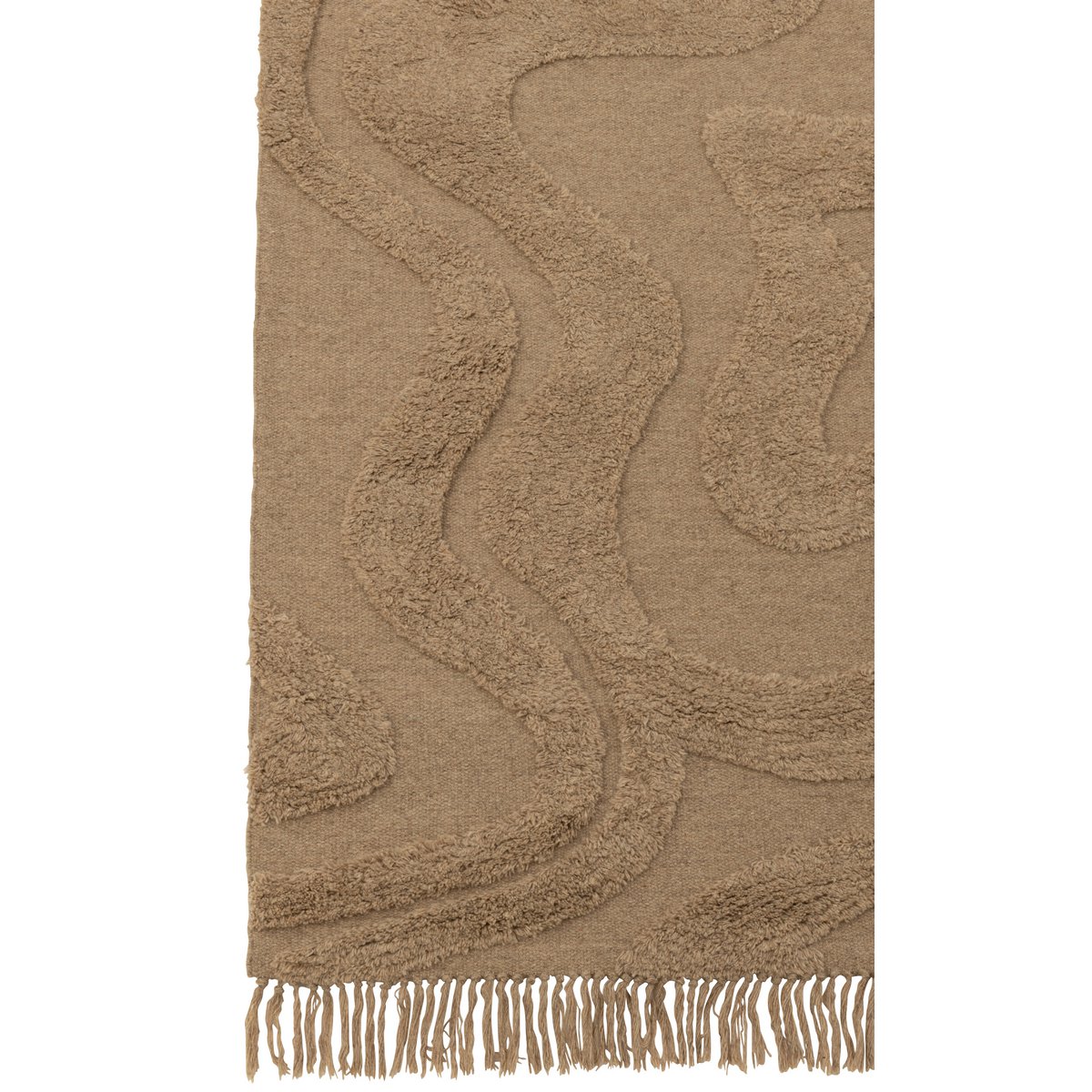 Tapijt Getufd Curves/Franjes Wol Beige
