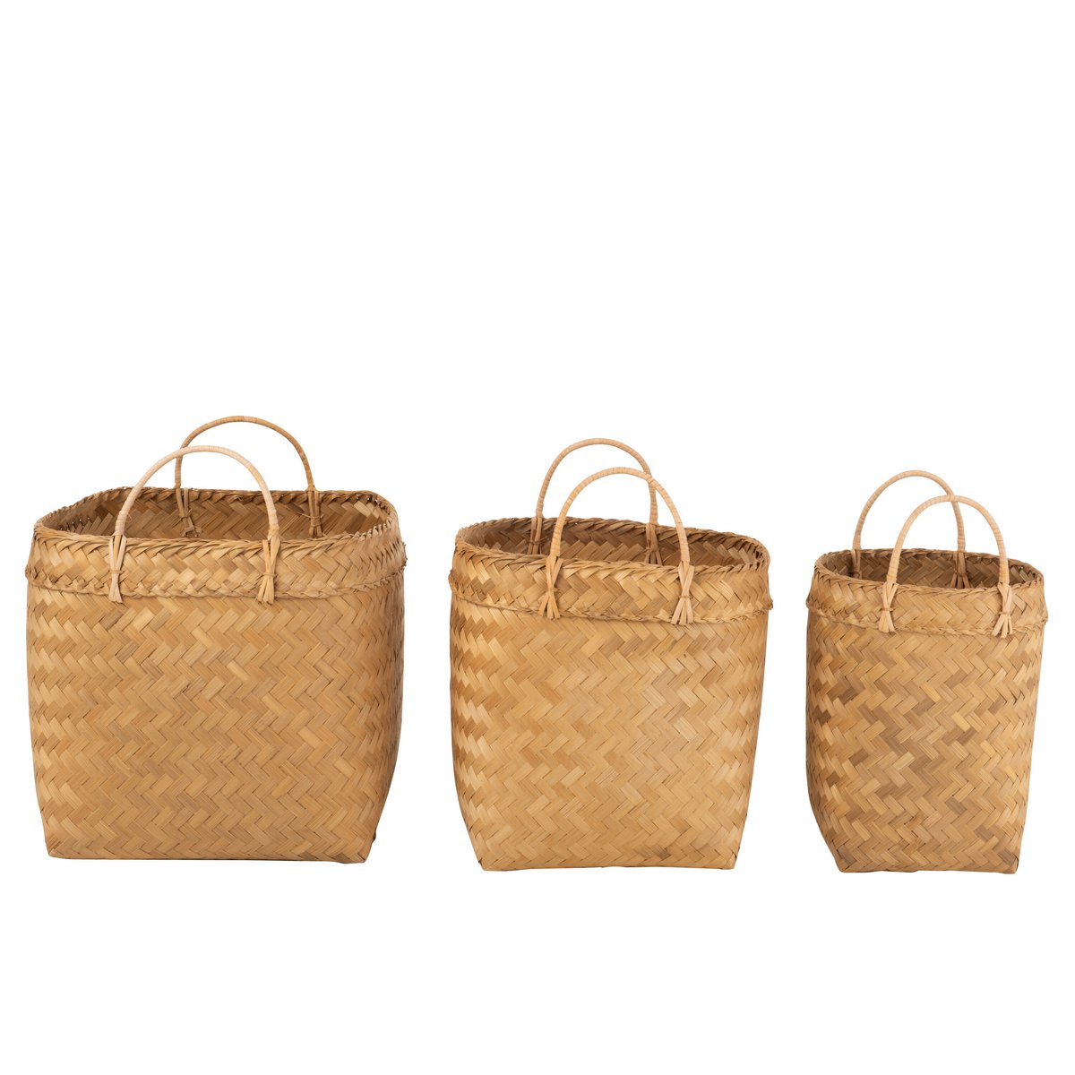 J-Line mand Vierkant - rotan - naturel - set van 3