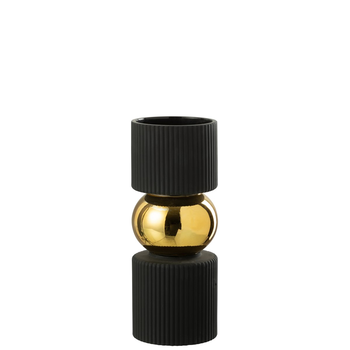 J-Line Vaas/Kaarshouder Snoep Glas Zwart/Goud Small