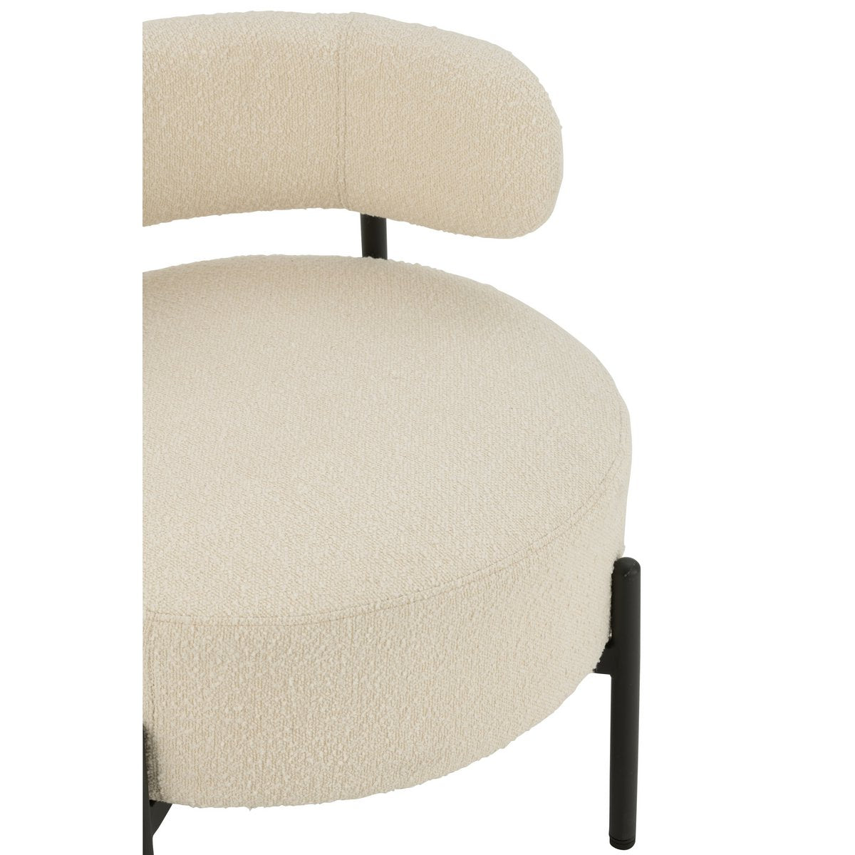 J-Line Loungestoel Boucle Multiplex/Polyester Wit/Zwart