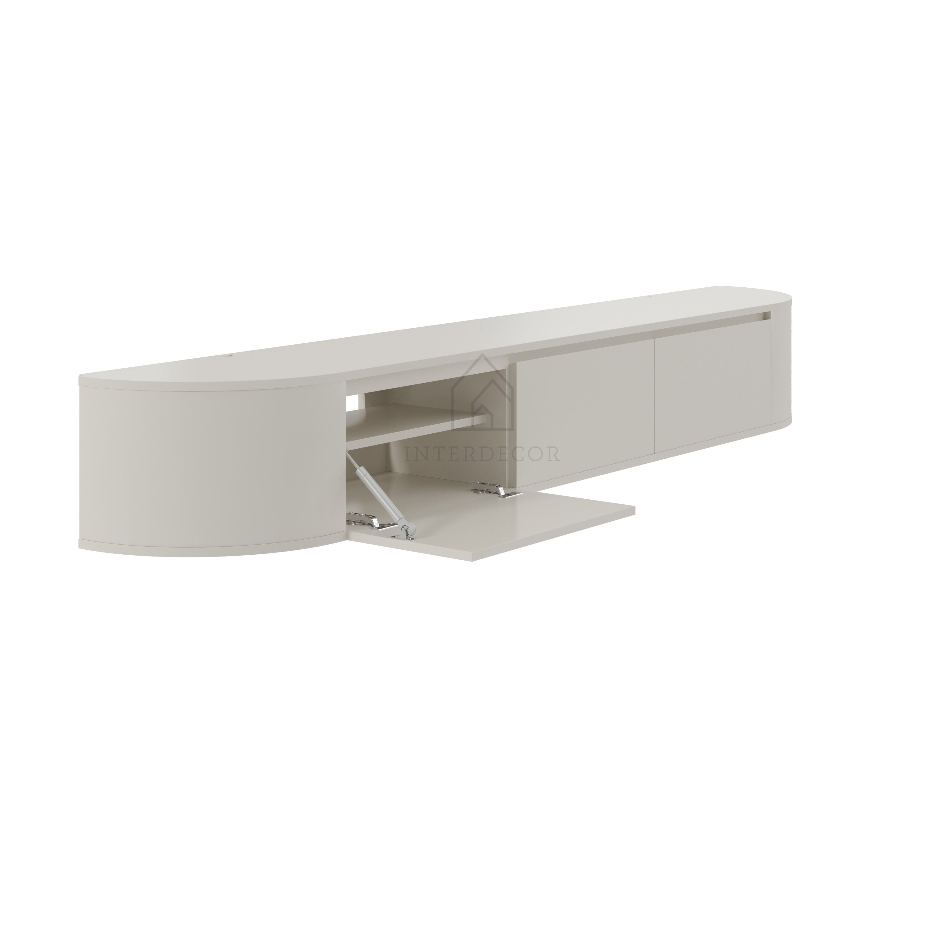 Elegance Collection Japandi Aura Curved TV Meubel zwevend beige