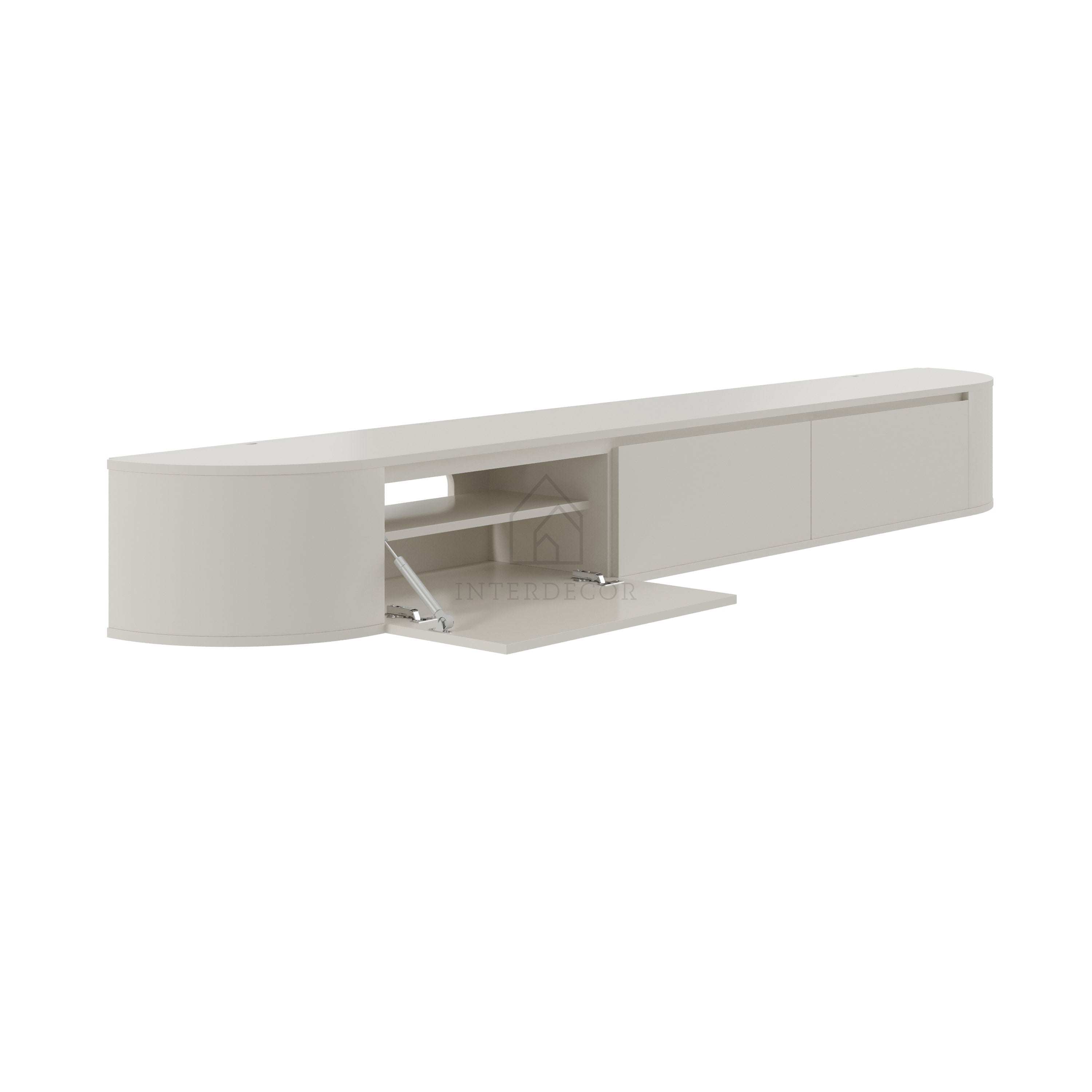 Elegance Collection Japandi Aura Curved TV Meubel zwevend beige