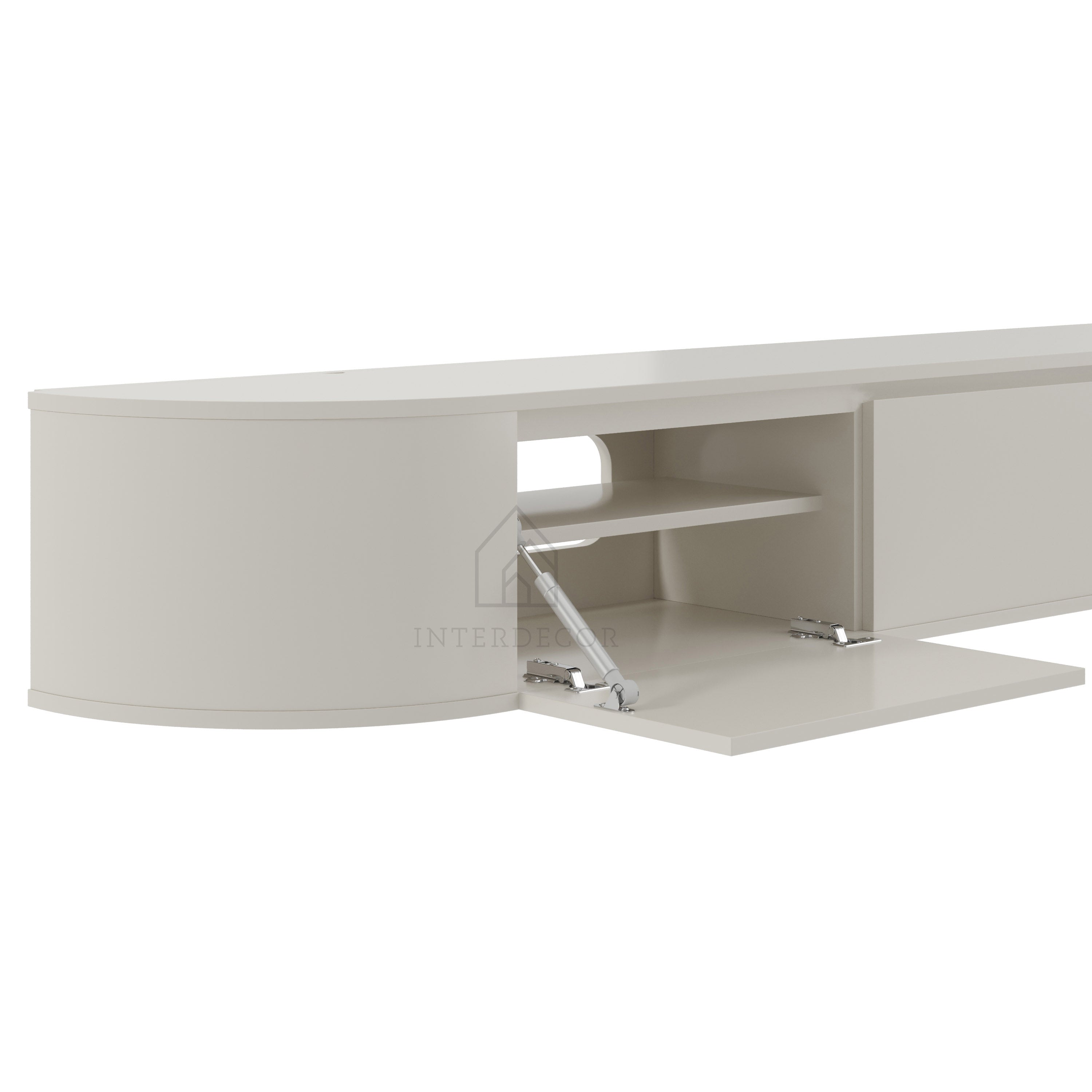Elegance Collection Japandi Aura Curved TV Meubel zwevend beige