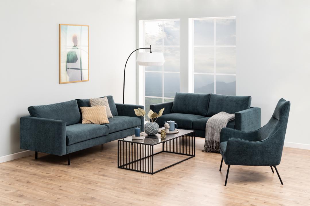 Salontafel Esme Marmerlook en rookglas, 120 x 60cm, kleur zwart