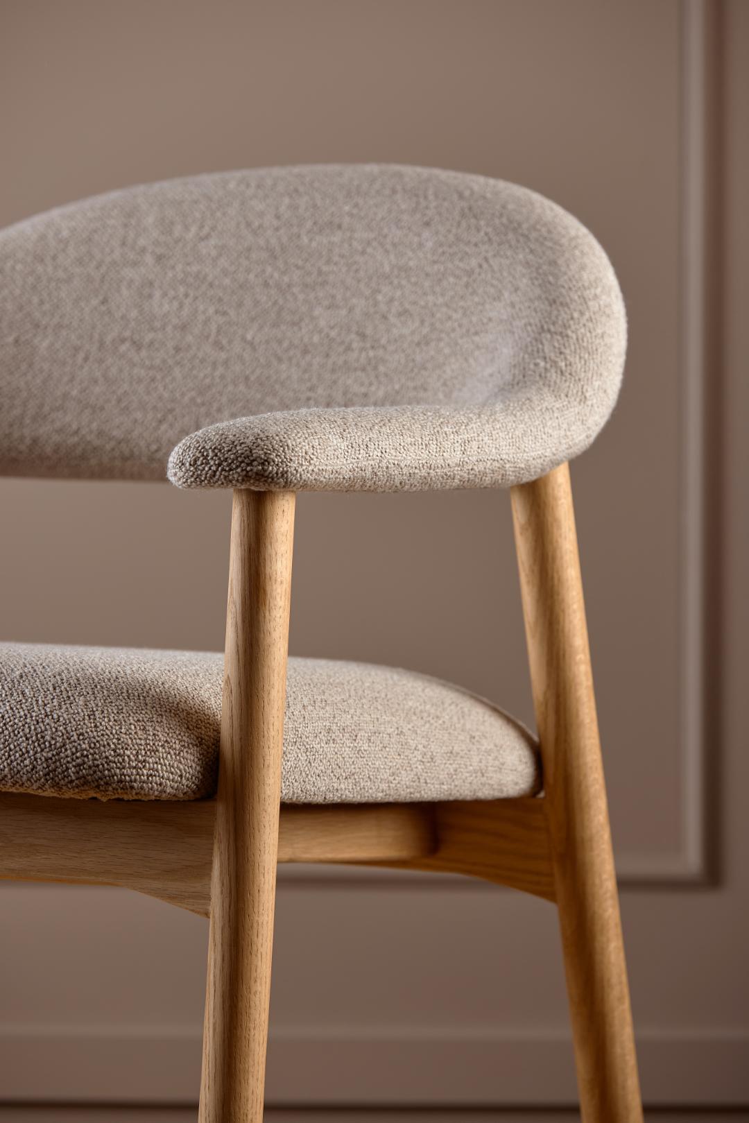 Fauteuil Gerado Eikenhout en Bouclé, kleur Beige