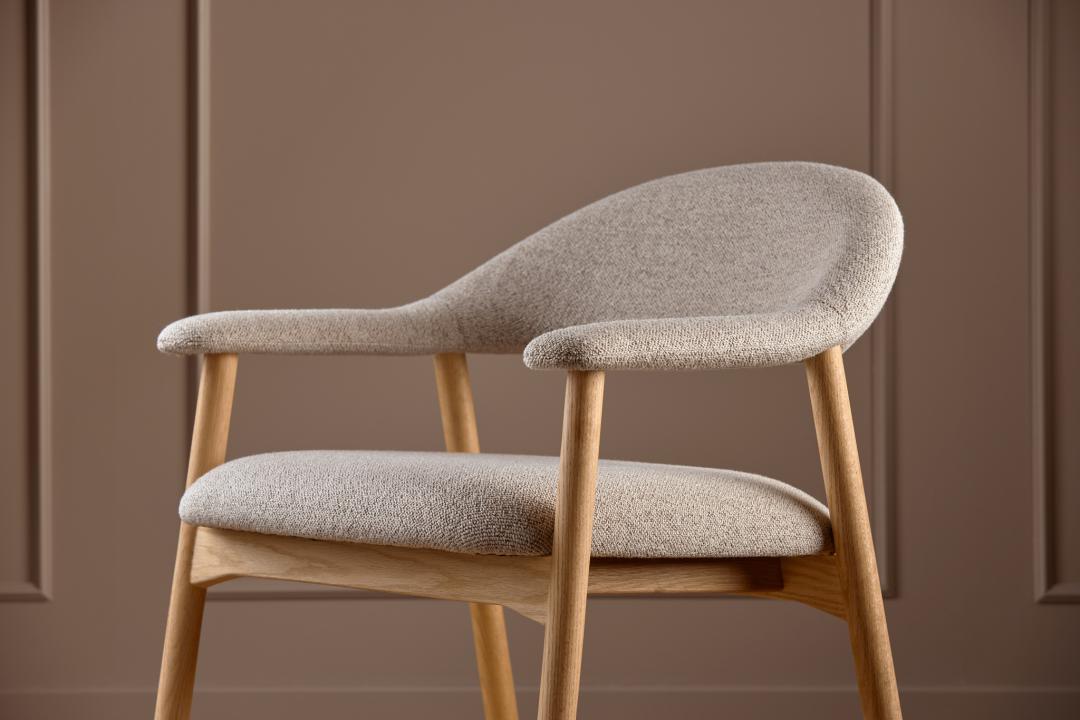 Fauteuil Gerado Eikenhout en Bouclé, kleur Beige