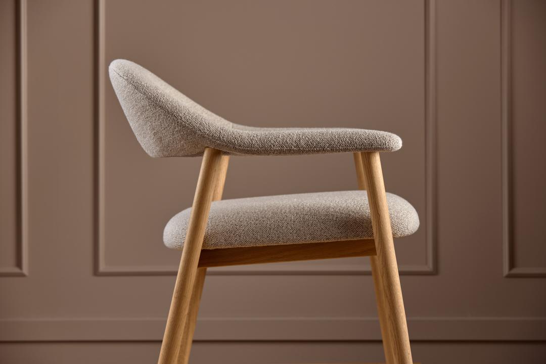 Fauteuil Gerado Eikenhout en Bouclé, kleur Beige