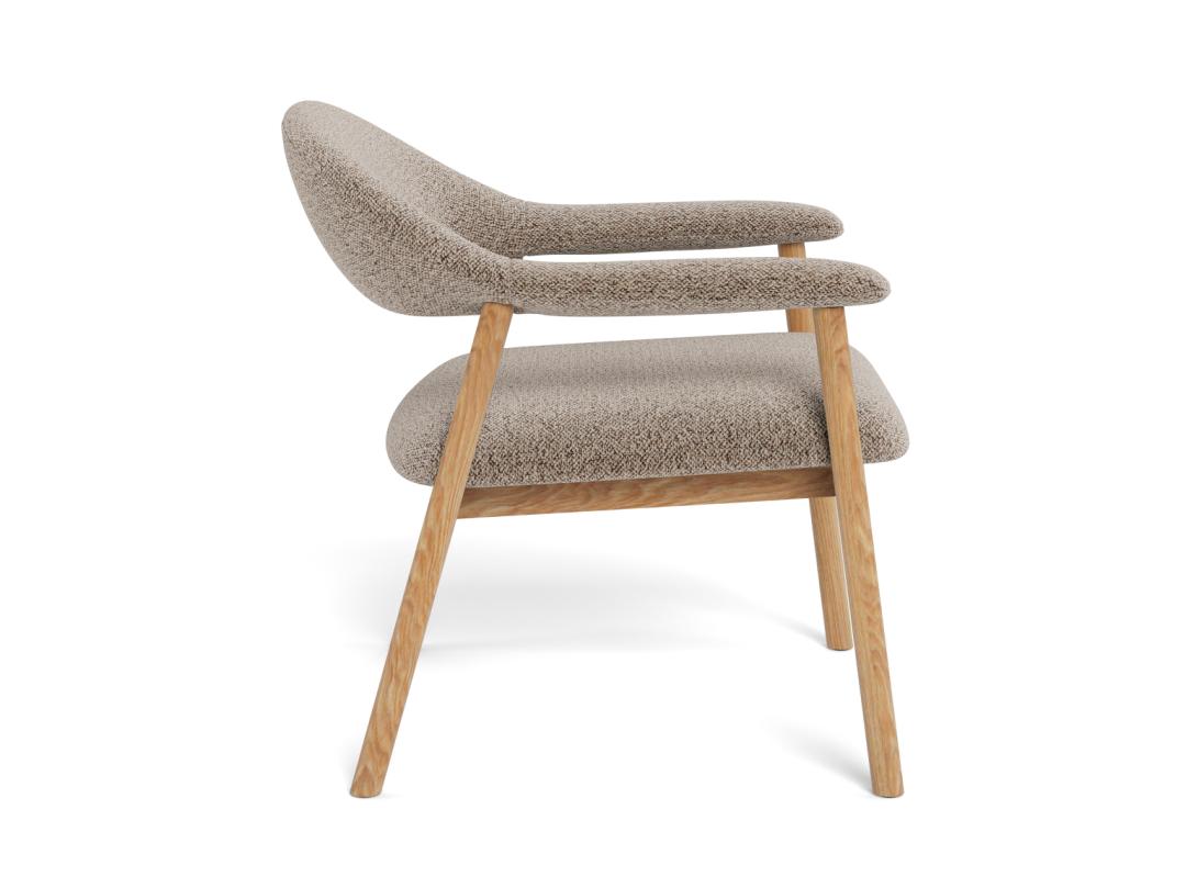Fauteuil Gerado Eikenhout en Bouclé, kleur Beige
