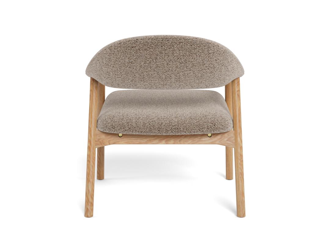 Fauteuil Gerado Eikenhout en Bouclé, kleur Beige